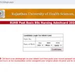 RUHS Post BSC Nursing Admit Card 2024-Download