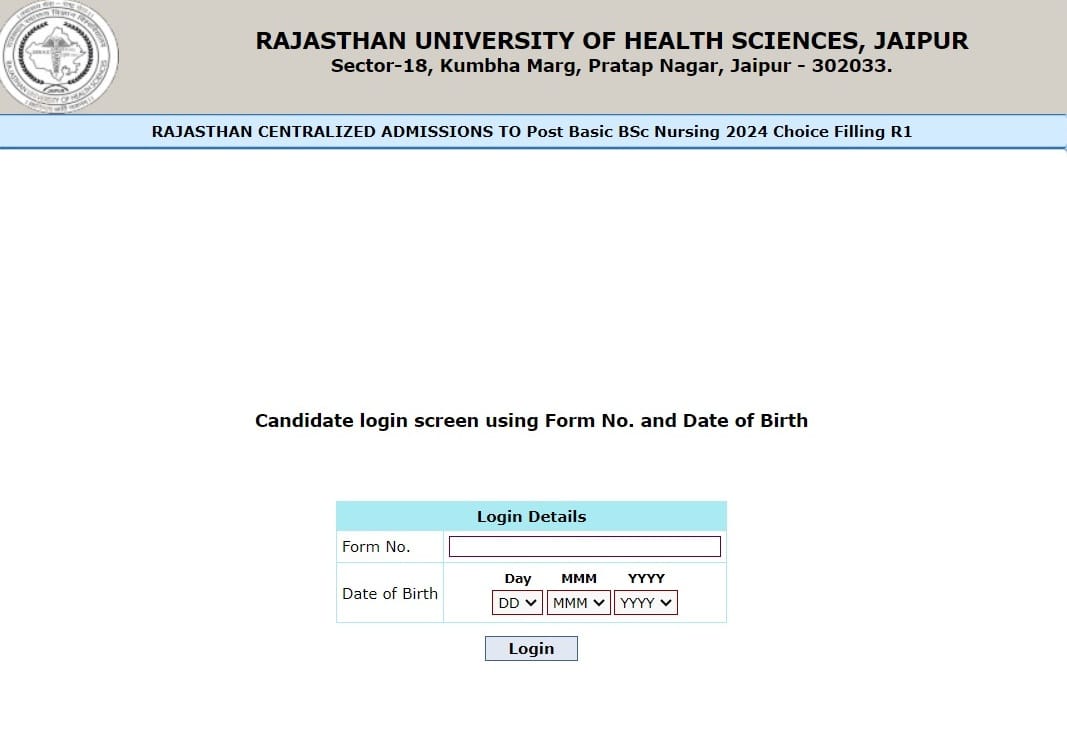 RUHS Post BSc Nursing Counselling 2024 login