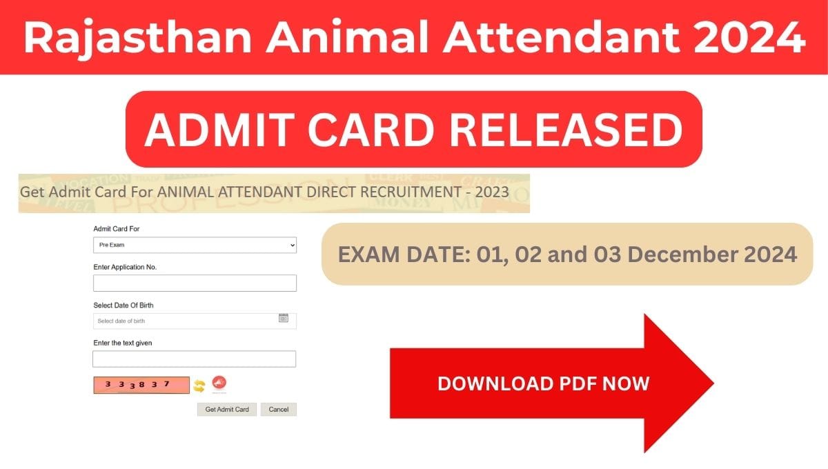 Rajasthan RSMSSB Animal Attendant Admit Card 2024