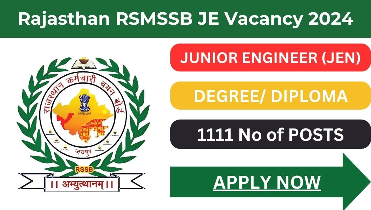 Rajasthan RSMSSB JE Recruitment 2024